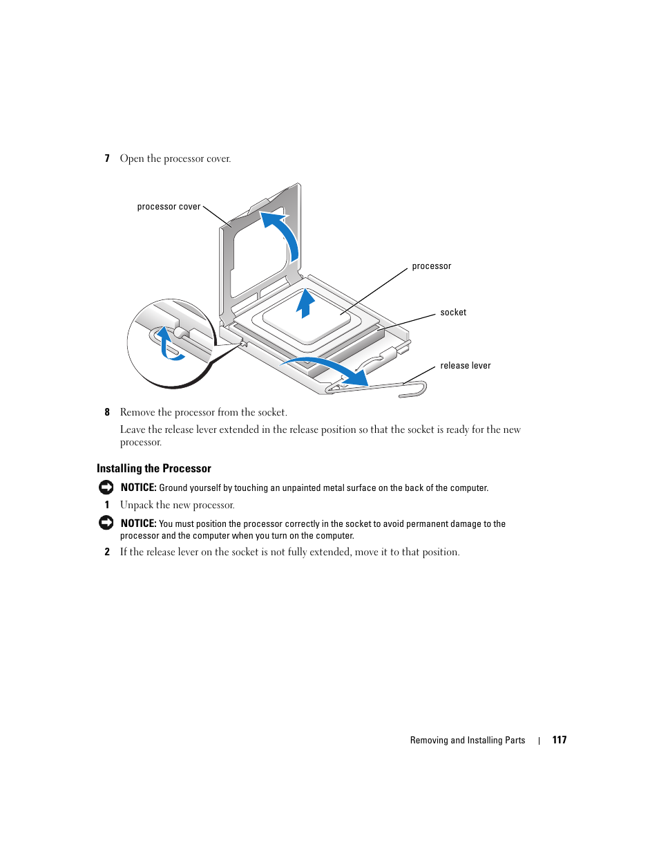 Installing the processor | Dell XPS 600 User Manual | Page 117 / 166