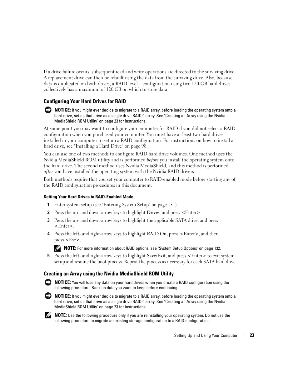 Configuring your hard drives for raid | Dell XPS 600 User Manual | Page 23 / 166