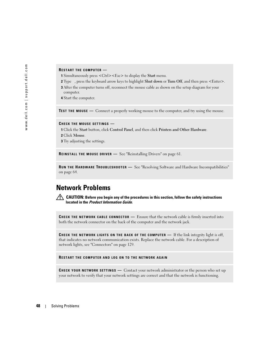 Network problems | Dell XPS 600 User Manual | Page 48 / 166