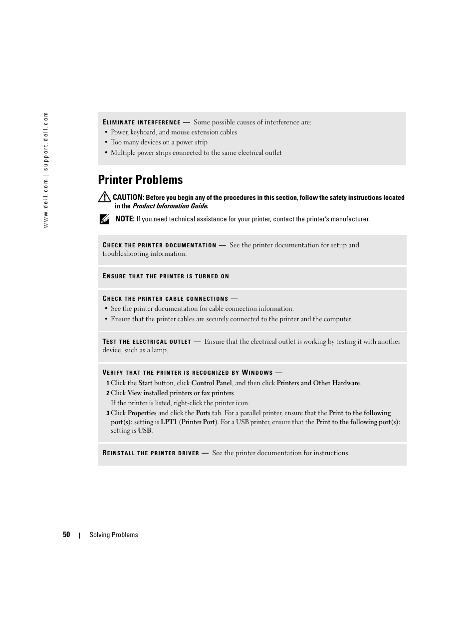 Printer problems | Dell XPS 600 User Manual | Page 50 / 166