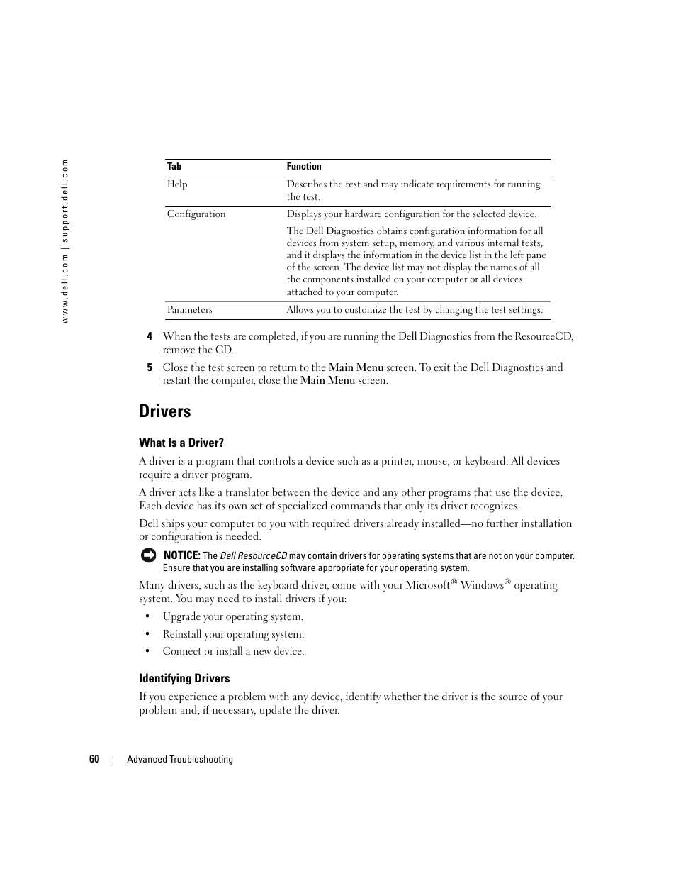 Drivers, What is a driver, Identifying drivers | Dell XPS 600 User Manual | Page 60 / 166