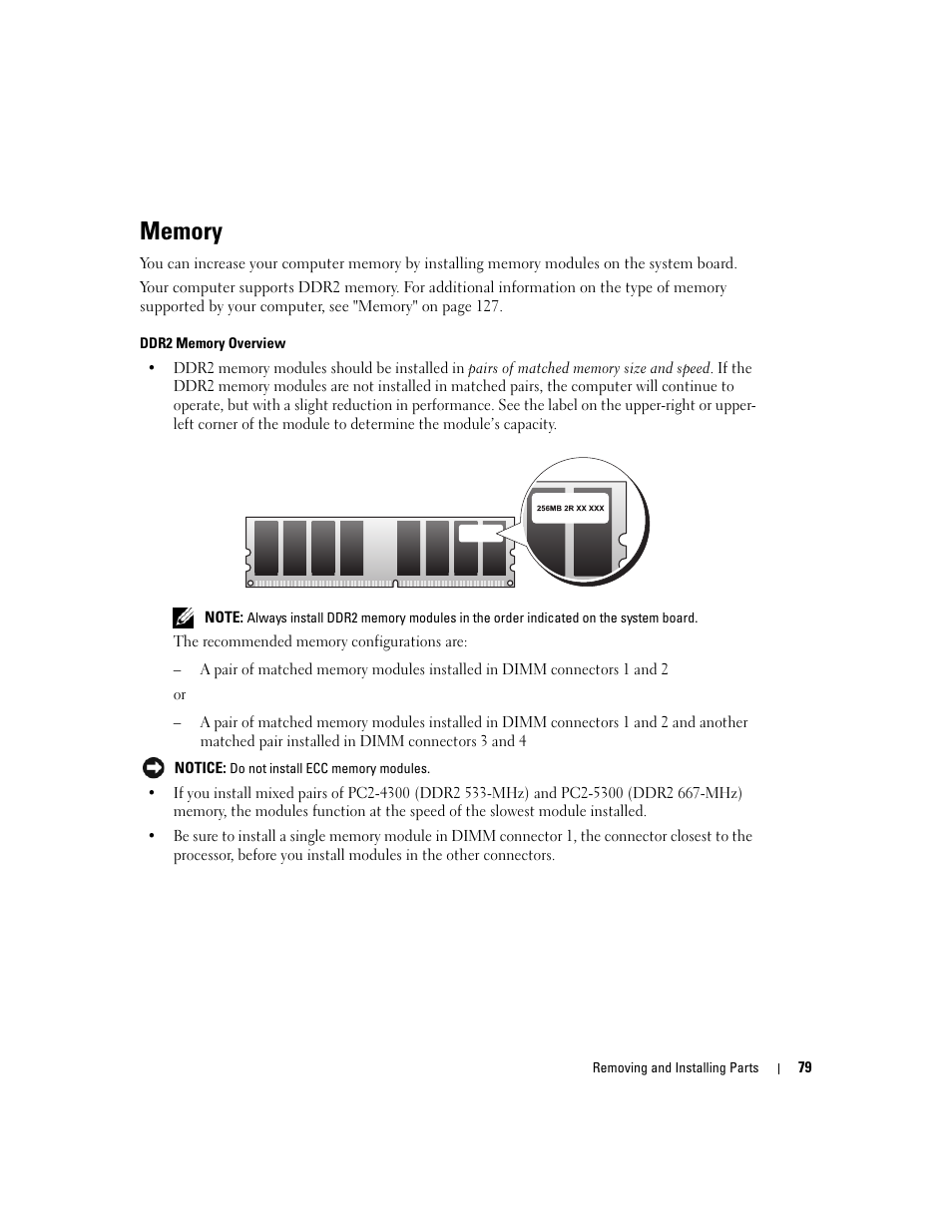 Memory | Dell XPS 600 User Manual | Page 79 / 166