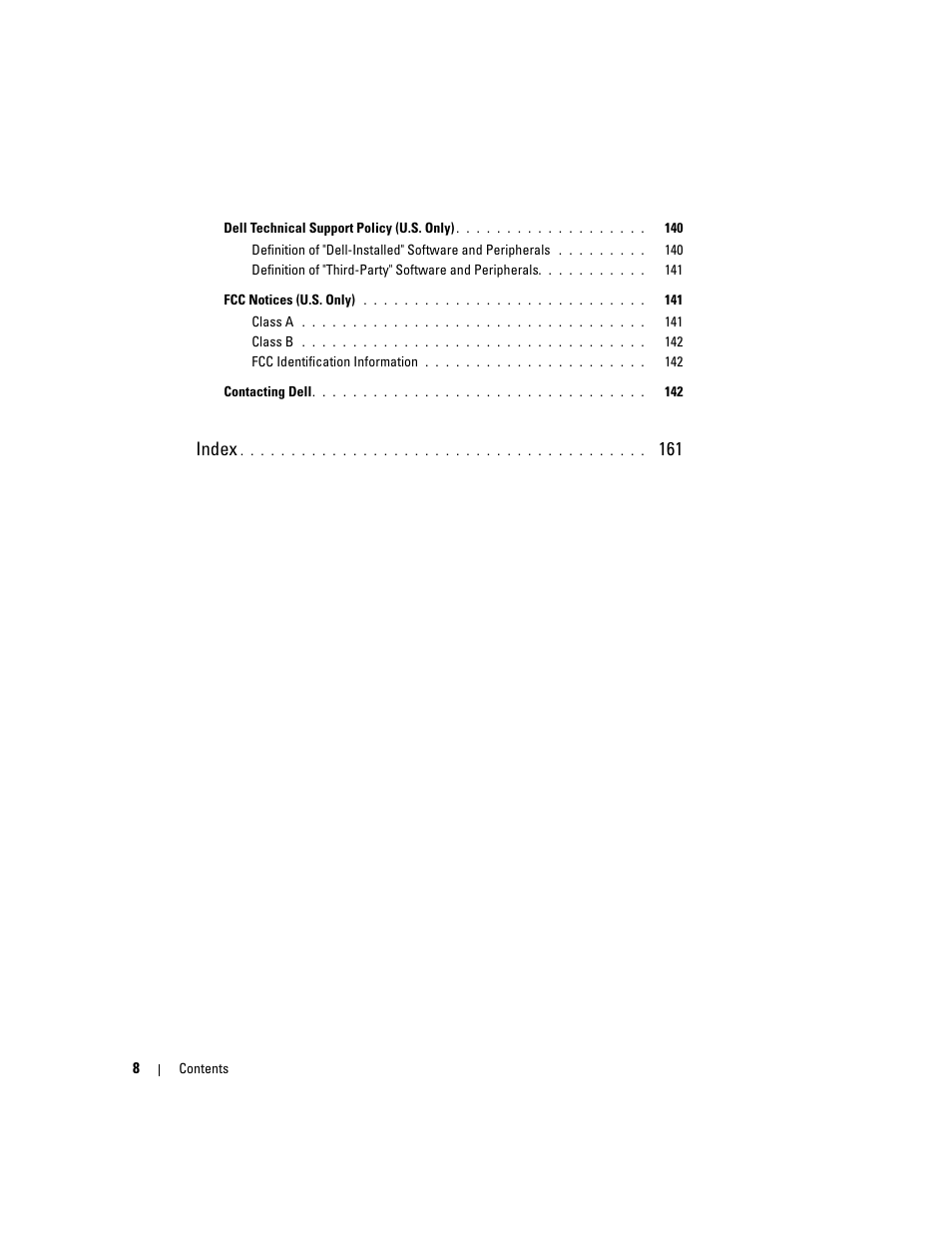 Index | Dell XPS 600 User Manual | Page 8 / 166