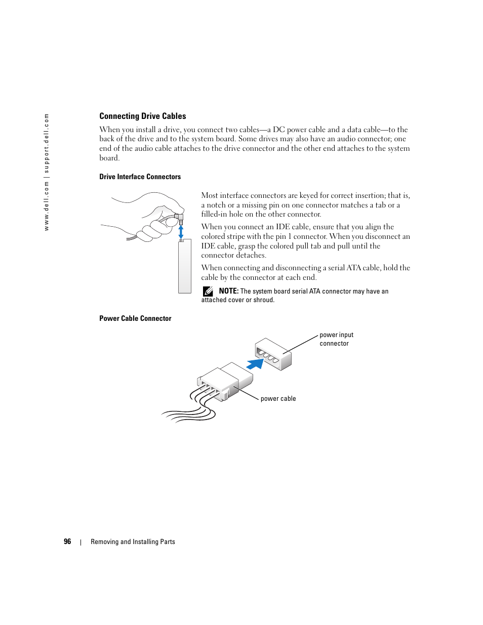 Connecting drive cables | Dell XPS 600 User Manual | Page 96 / 166