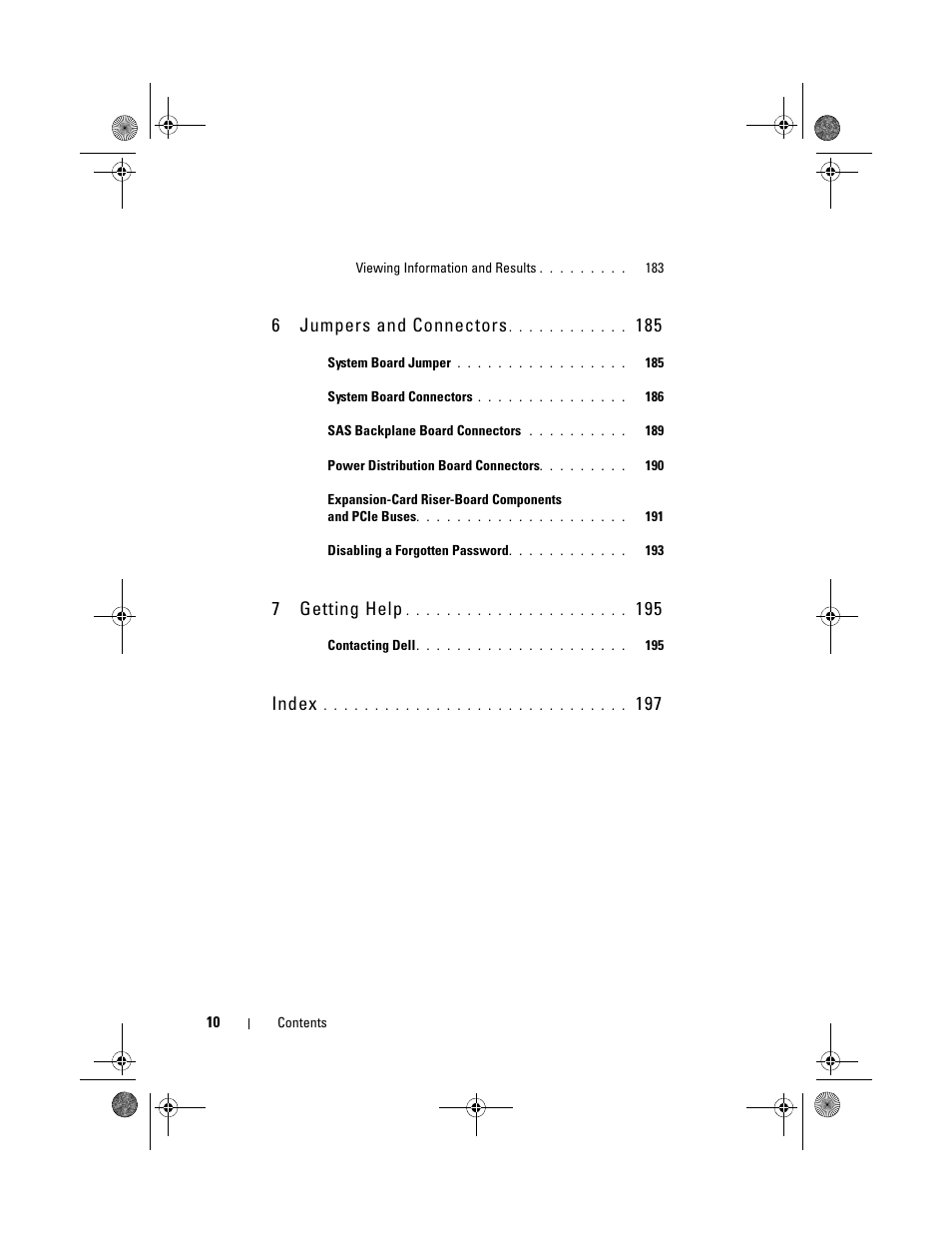 6jumpers and connectors, 7getting help, Index | Dell PowerEdge R810 User Manual | Page 10 / 202