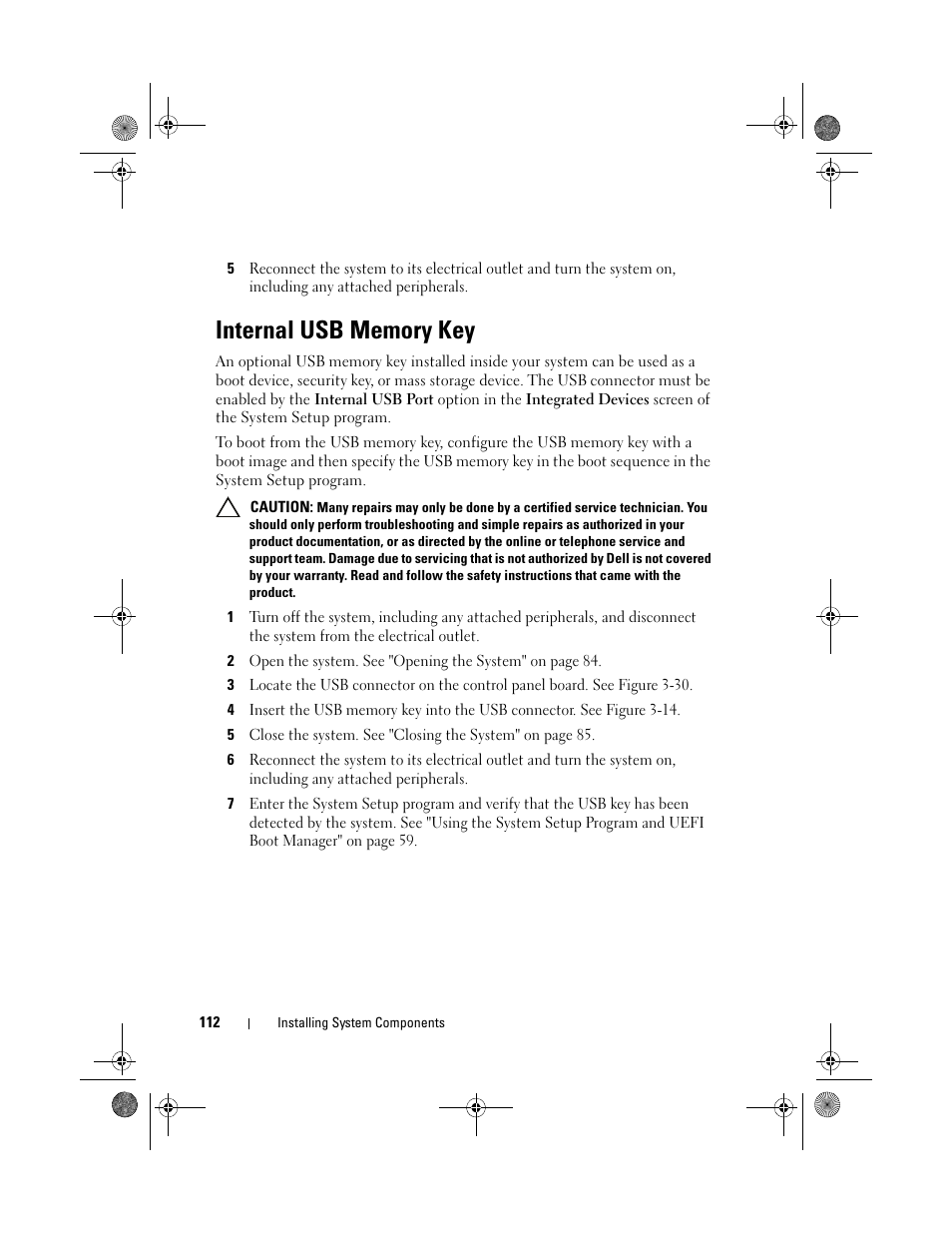 Internal usb memory key | Dell PowerEdge R810 User Manual | Page 112 / 202