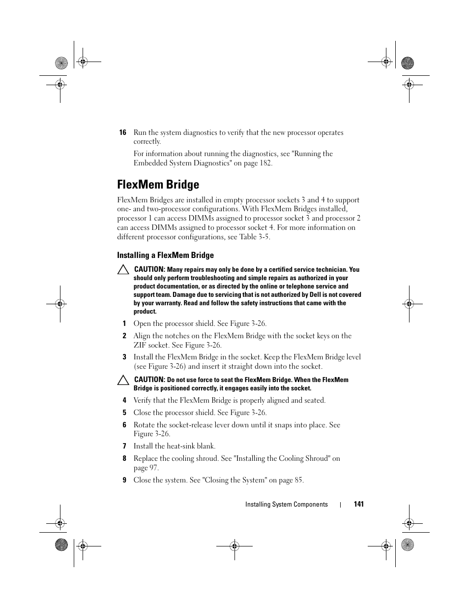 Flexmem bridge, Installing a flexmem bridge | Dell PowerEdge R810 User Manual | Page 141 / 202