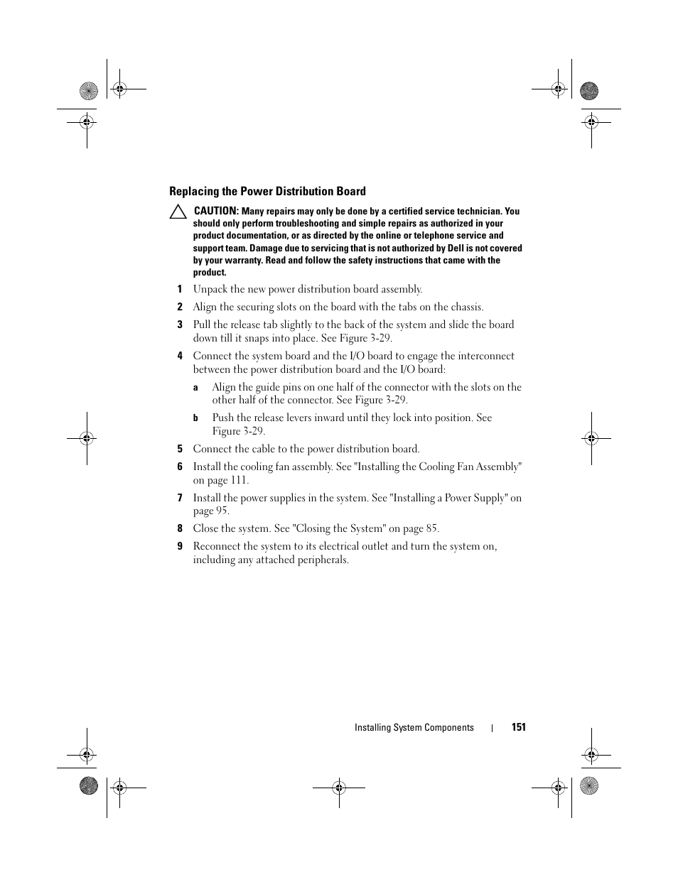 Replacing the power distribution board | Dell PowerEdge R810 User Manual | Page 151 / 202