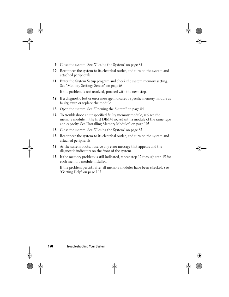 Go to step 12 if an error message appear, Indicated, go to step 12 | Dell PowerEdge R810 User Manual | Page 170 / 202