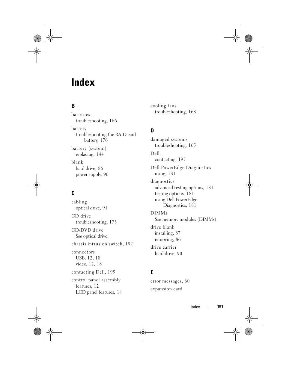 Index | Dell PowerEdge R810 User Manual | Page 197 / 202