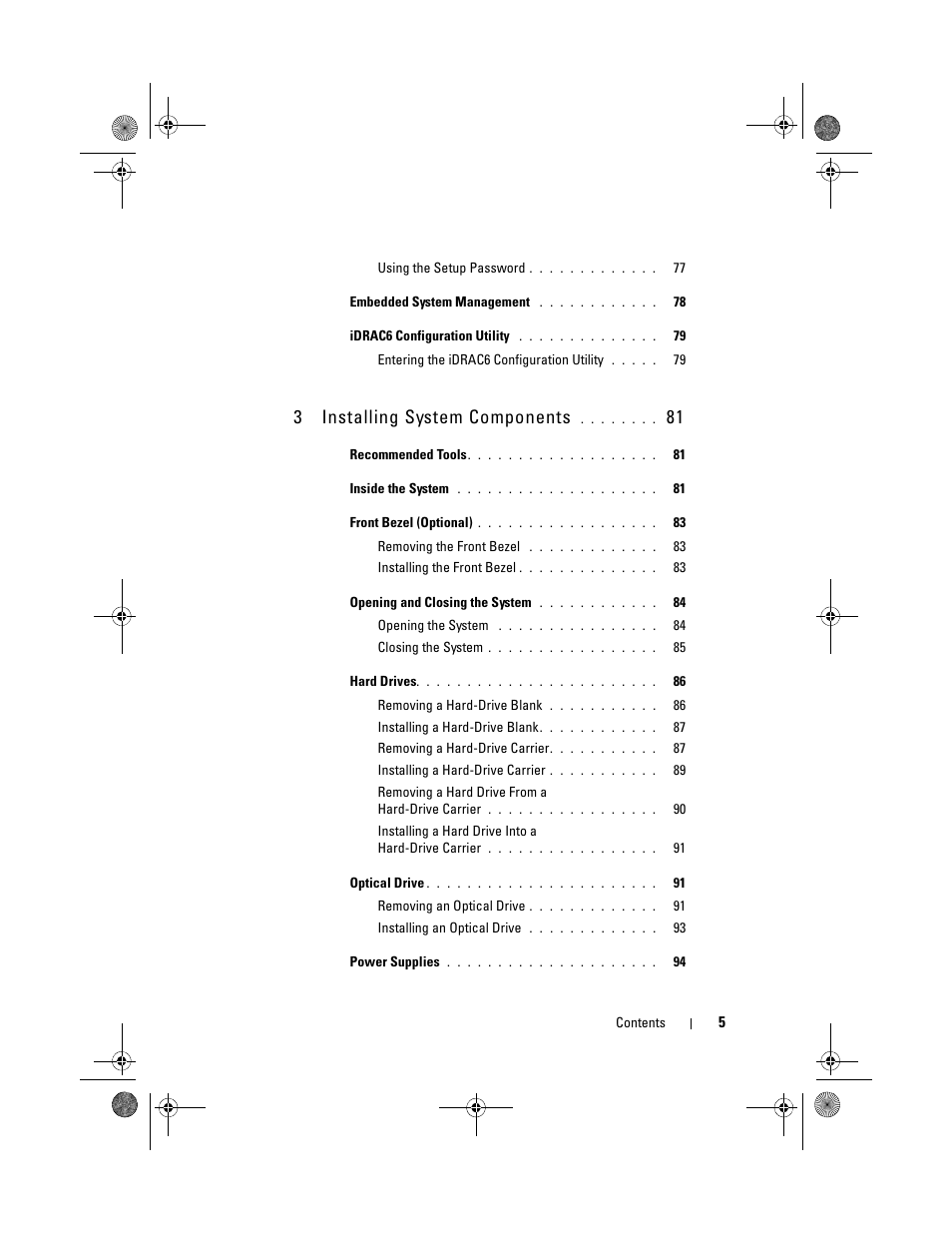 3installing system components | Dell PowerEdge R810 User Manual | Page 5 / 202