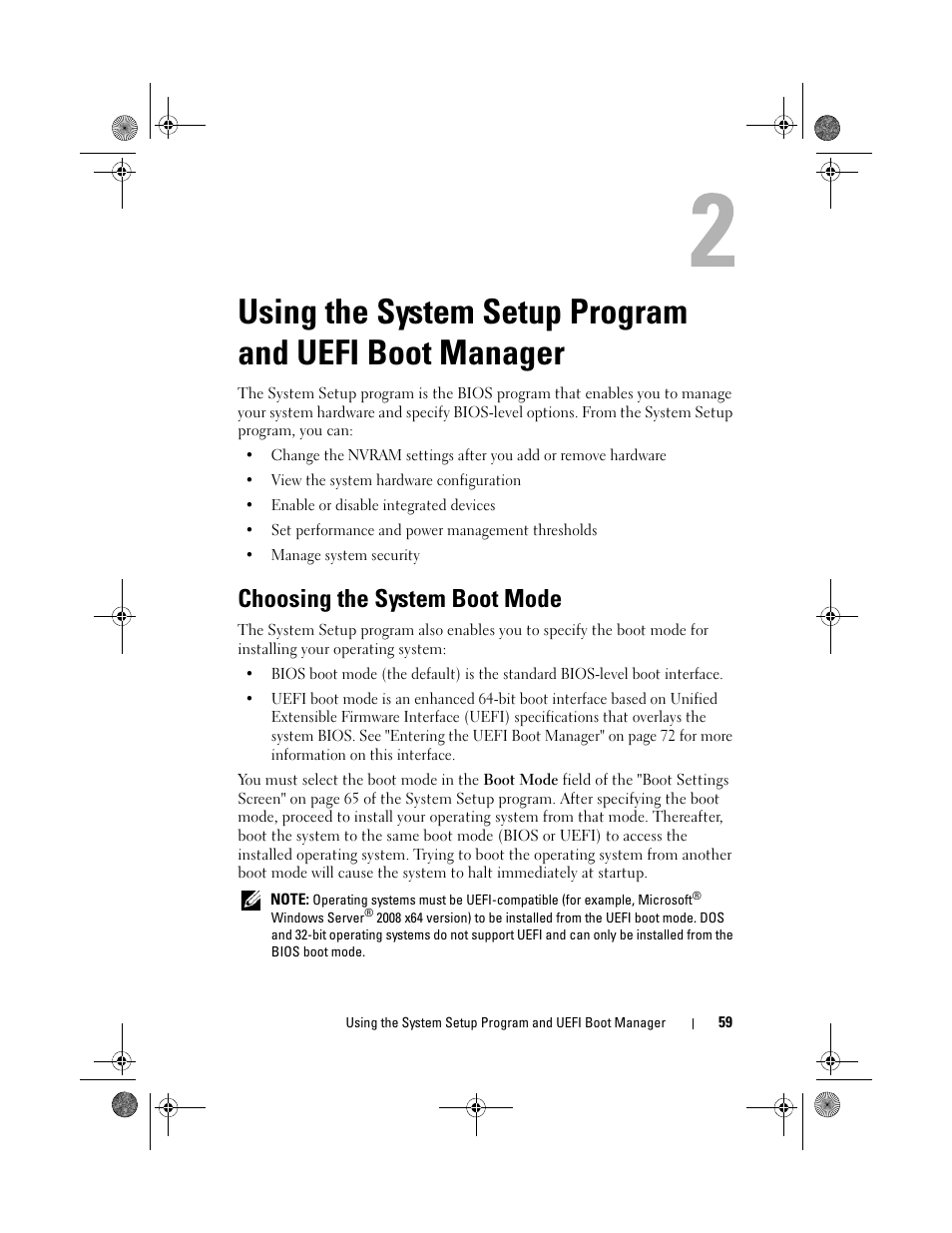 Choosing the system boot mode | Dell PowerEdge R810 User Manual | Page 59 / 202