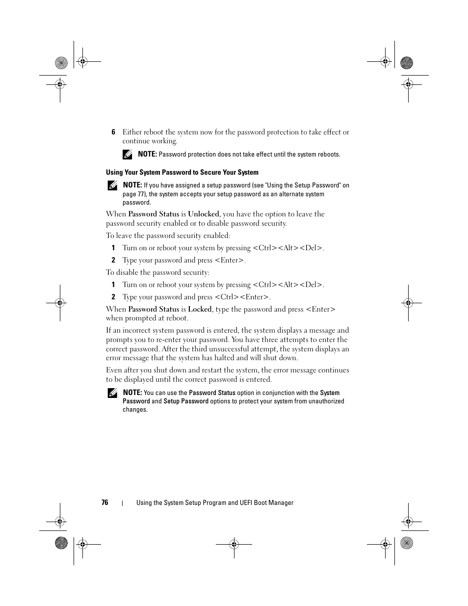 Using your system password to secure your system | Dell PowerEdge R810 User Manual | Page 76 / 202