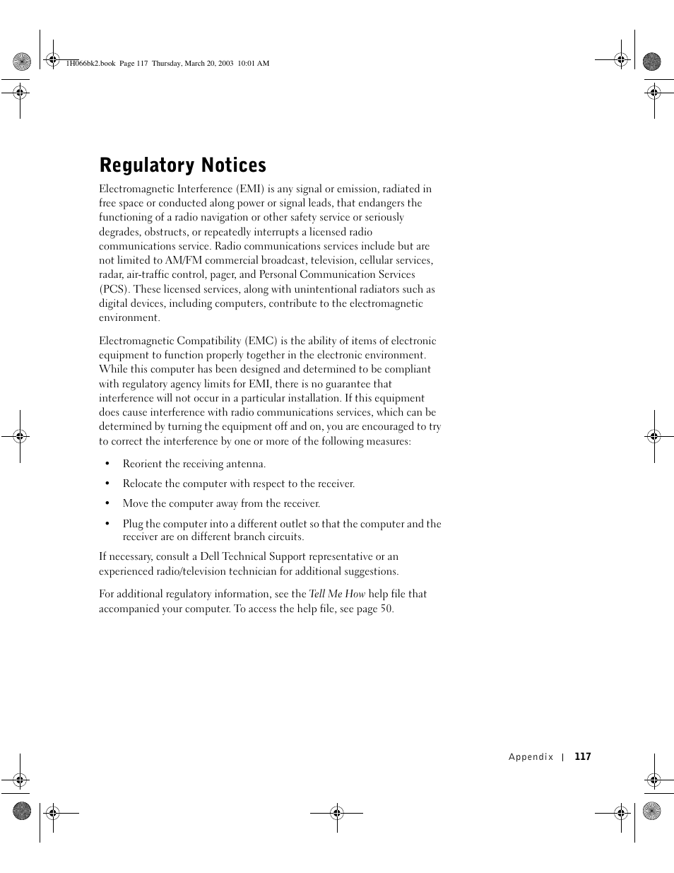 Regulatory notices | Dell INSPIRON 2600 User Manual | Page 117 / 134