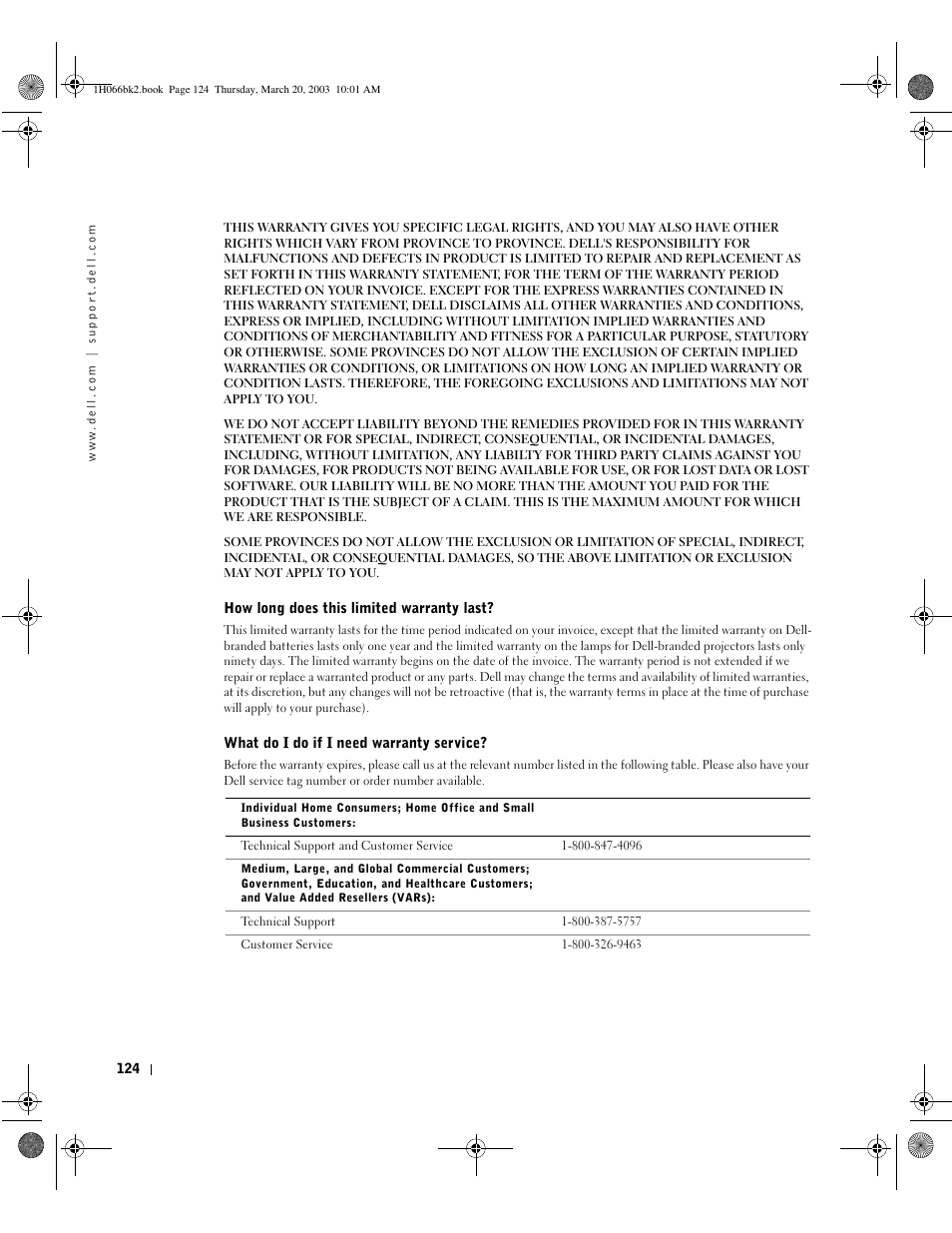 Dell INSPIRON 2600 User Manual | Page 124 / 134