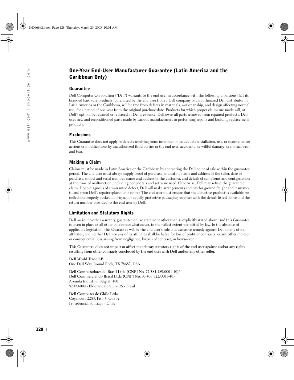 Dell INSPIRON 2600 User Manual | Page 128 / 134