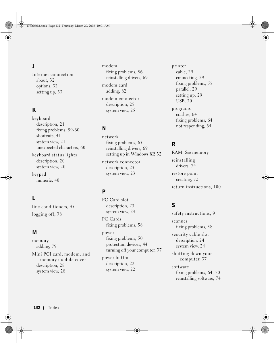 Dell INSPIRON 2600 User Manual | Page 132 / 134