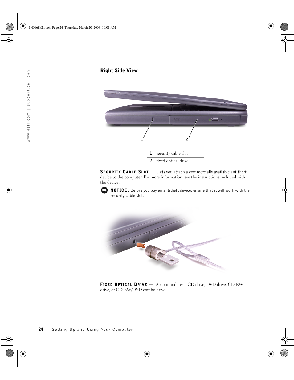 Right side view | Dell INSPIRON 2600 User Manual | Page 24 / 134