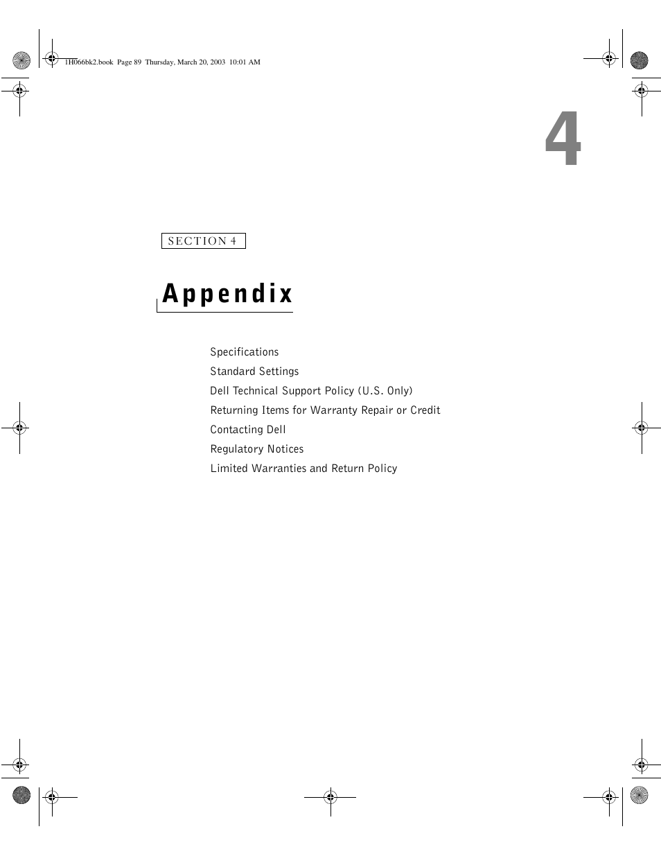 4 appendix | Dell INSPIRON 2600 User Manual | Page 89 / 134