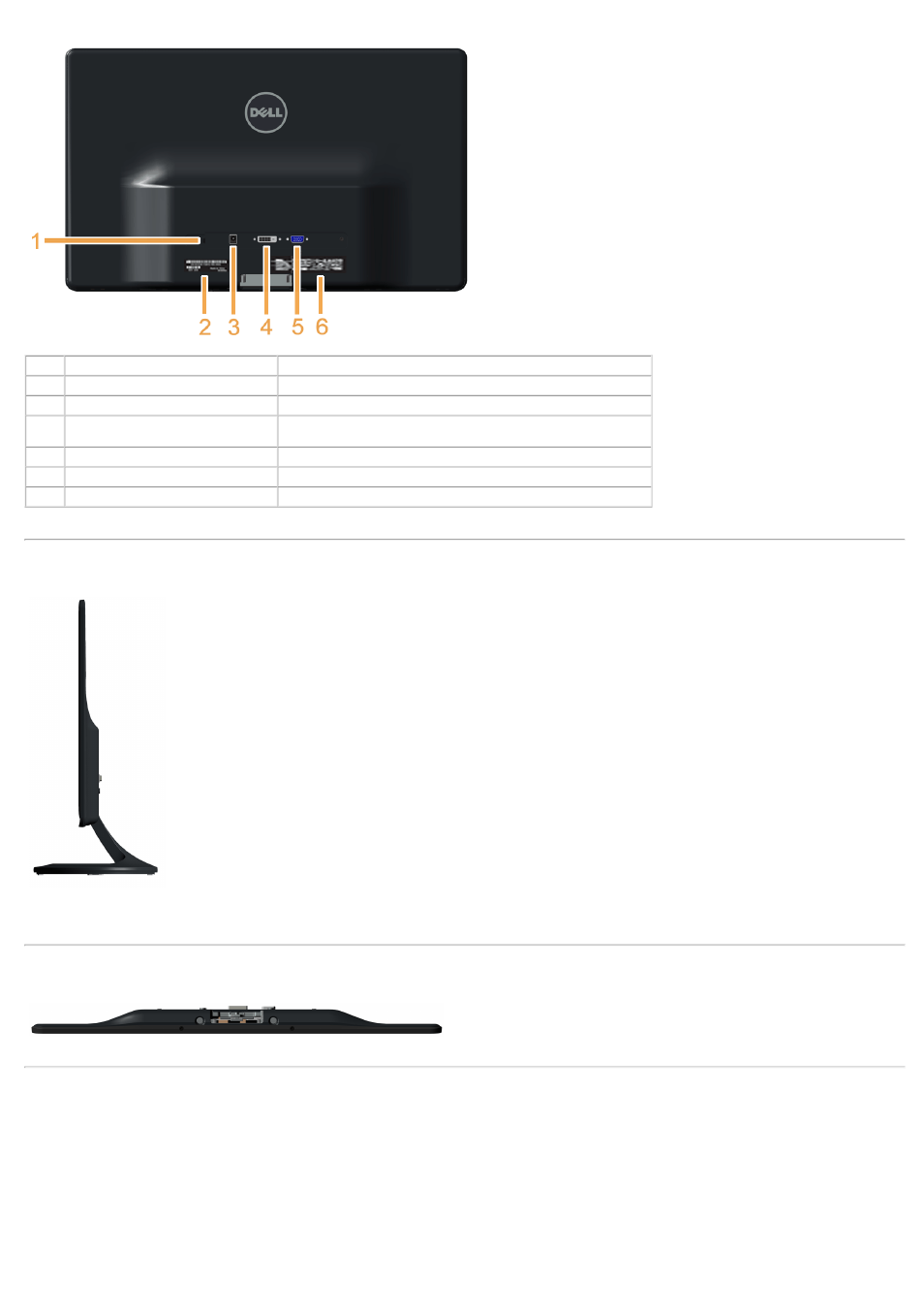 Monitor specifications, Side view, Bottom view | Power management modes | Dell S2330MX Monitor User Manual | Page 6 / 45