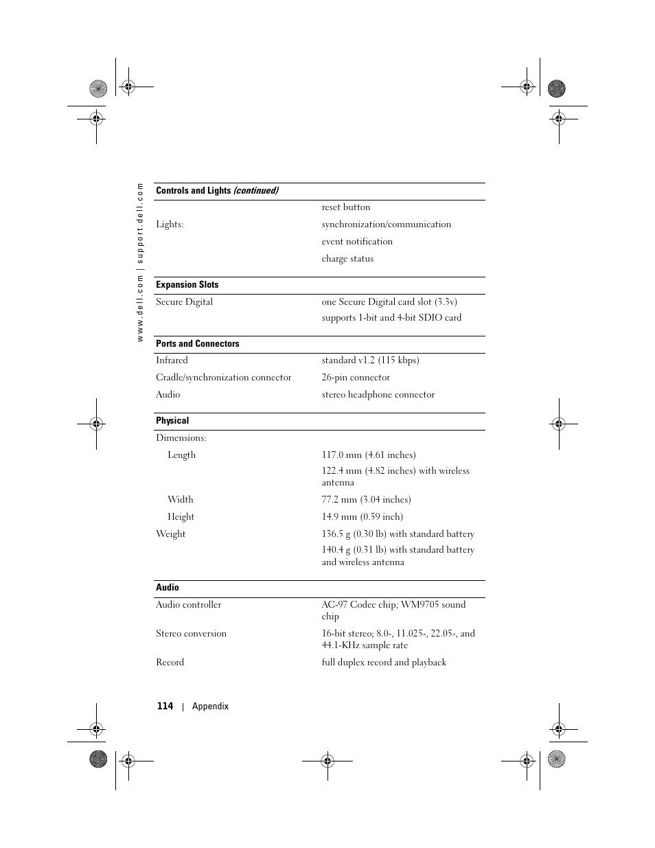 Dell AXIM X30 User Manual | Page 114 / 168