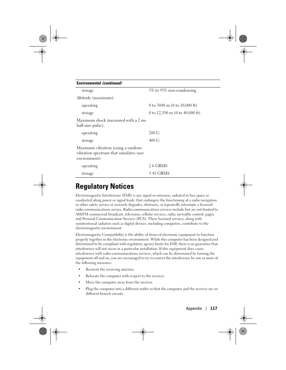 Regulatory notices | Dell AXIM X30 User Manual | Page 117 / 168