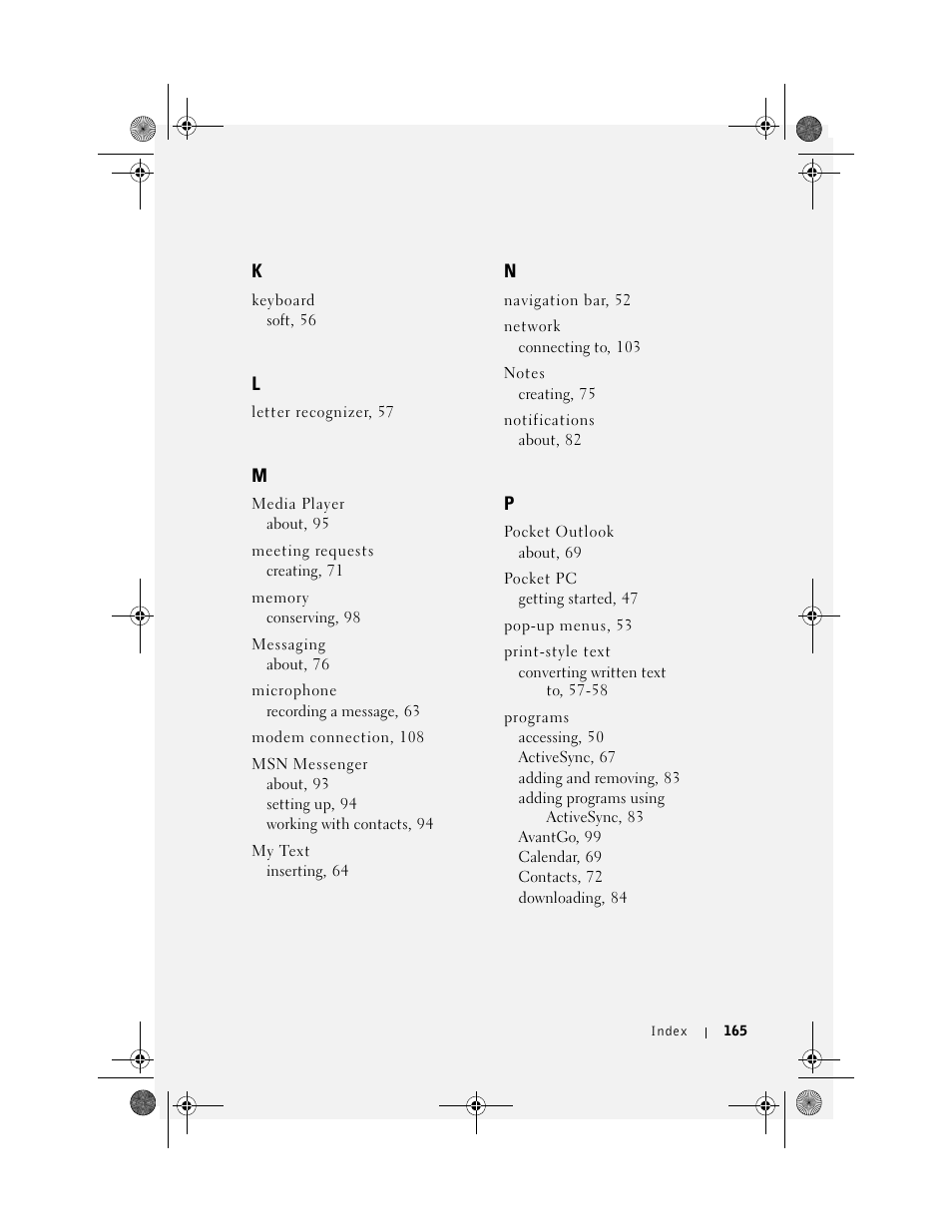 Dell AXIM X30 User Manual | Page 165 / 168