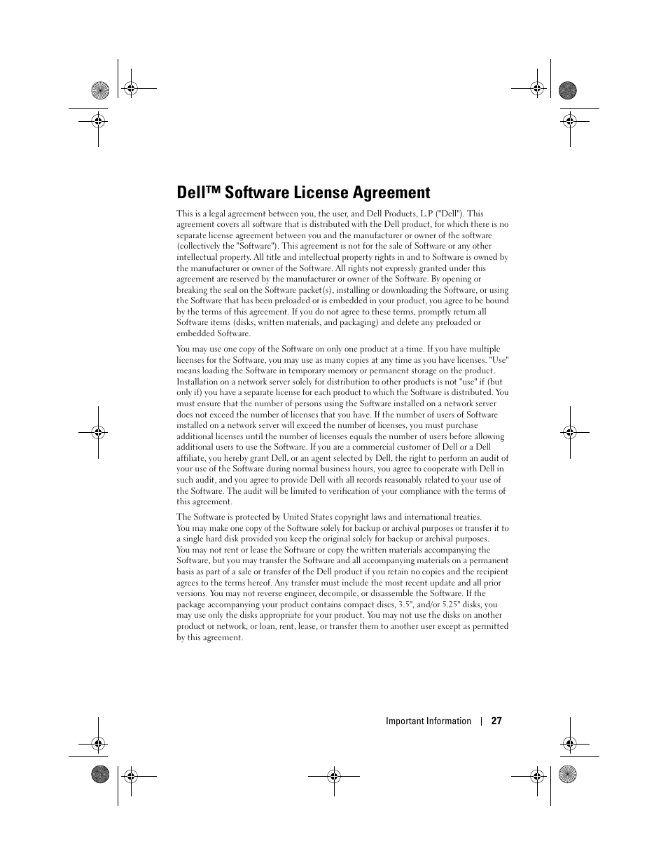 Dell™ software license agreement | Dell AXIM X30 User Manual | Page 27 / 168