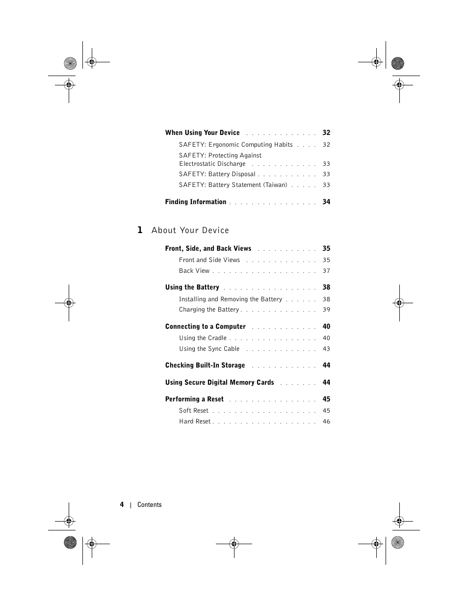 1 about your device | Dell AXIM X30 User Manual | Page 4 / 168