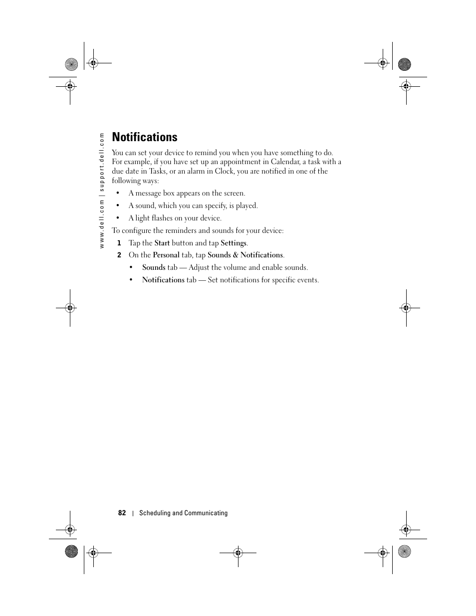 Notifications | Dell AXIM X30 User Manual | Page 82 / 168