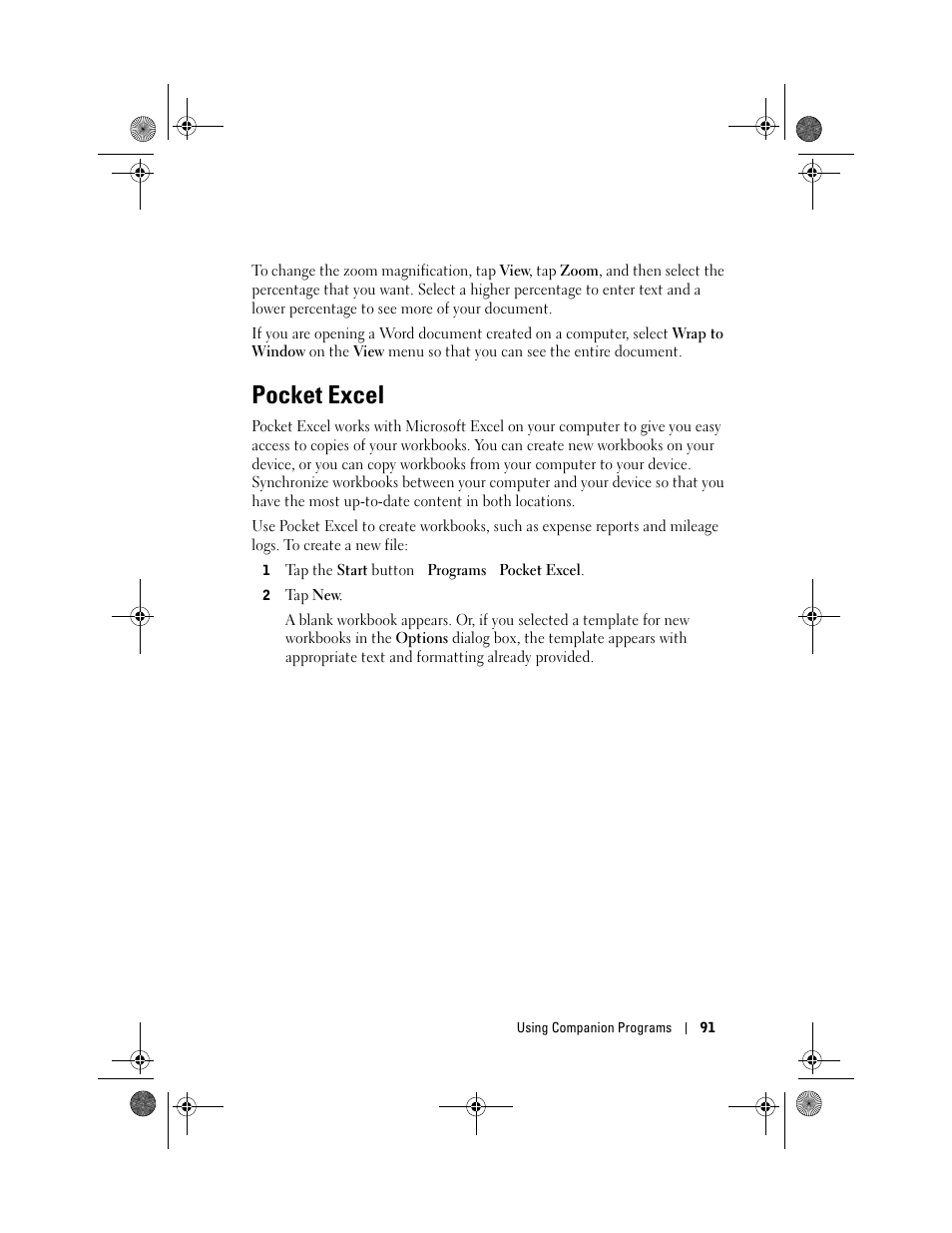 Pocket excel | Dell AXIM X30 User Manual | Page 91 / 168