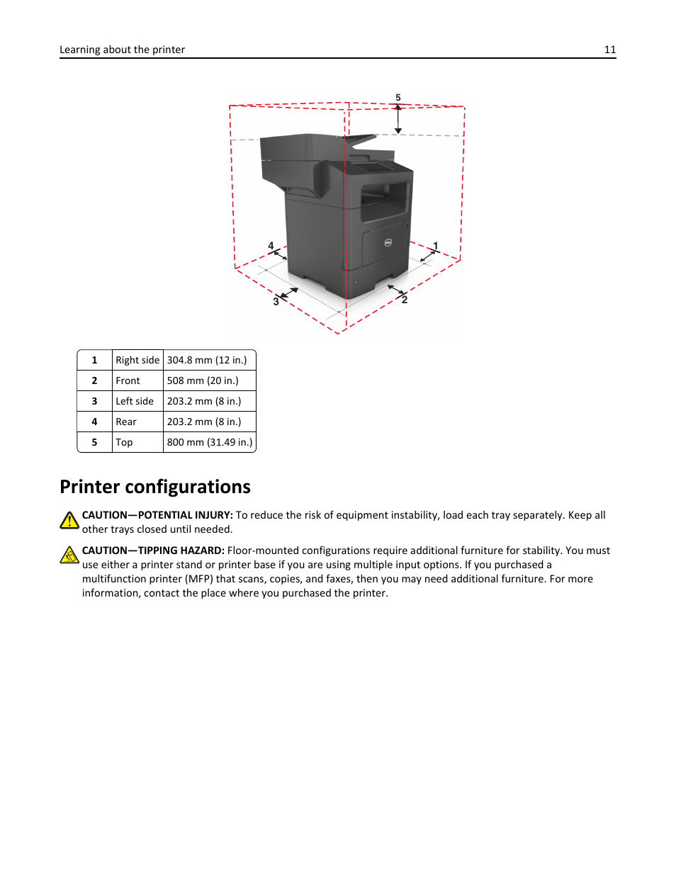 Printer configurations | Dell B3465dn Mono Laser Multifunction Printer User Manual | Page 11 / 315