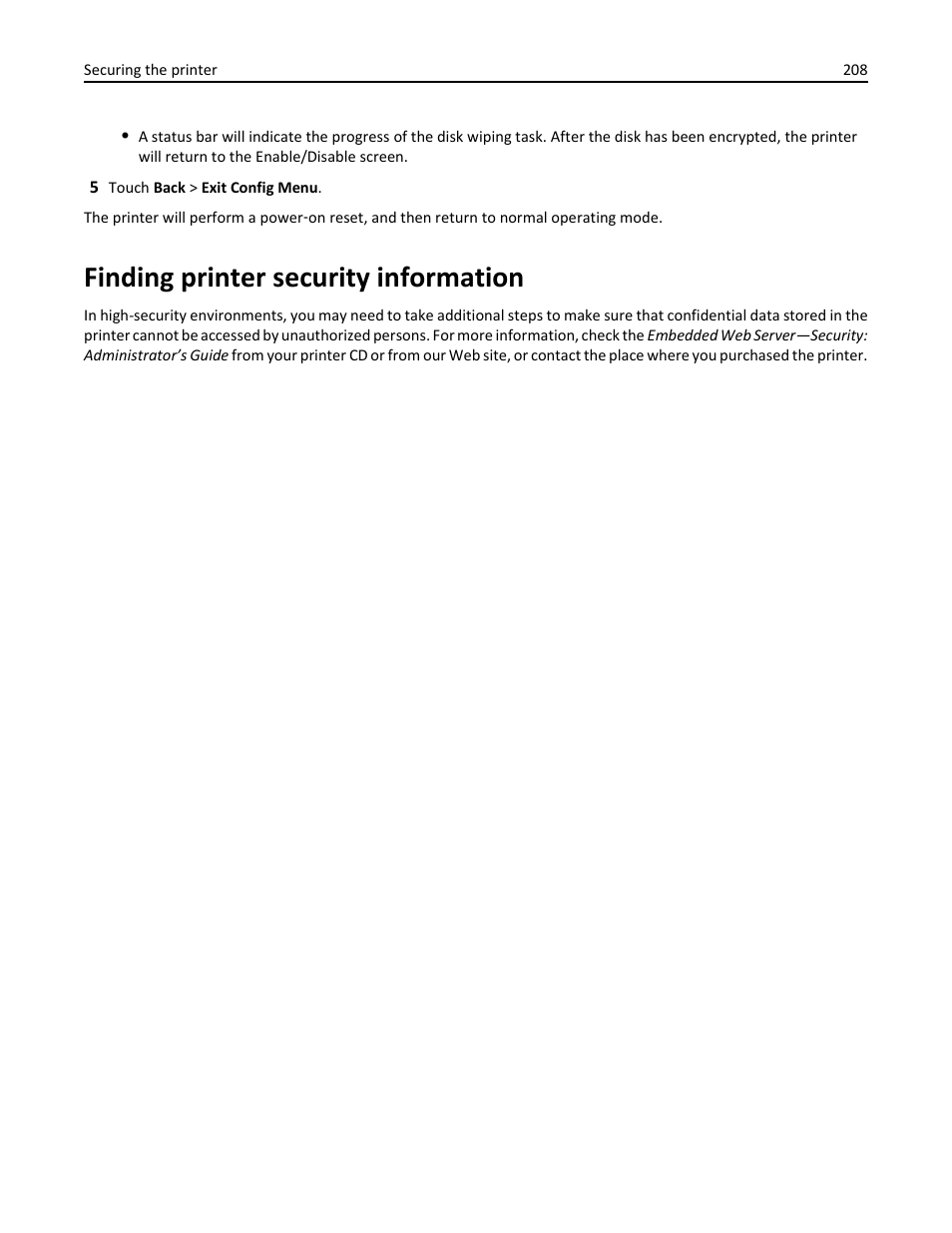 Finding printer security information | Dell B3465dn Mono Laser Multifunction Printer User Manual | Page 208 / 315