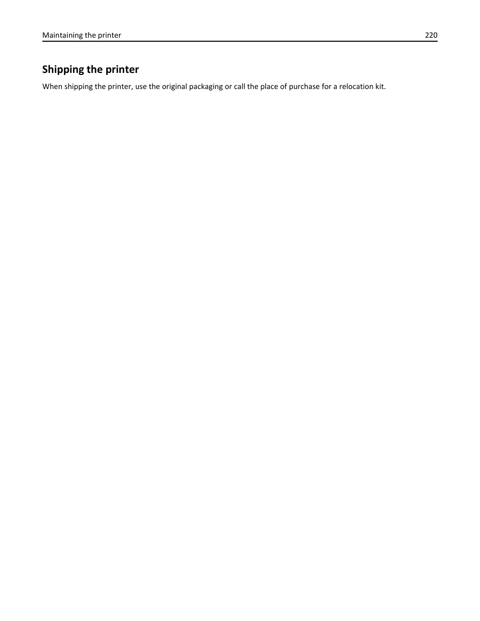 Shipping the printer | Dell B3465dn Mono Laser Multifunction Printer User Manual | Page 220 / 315
