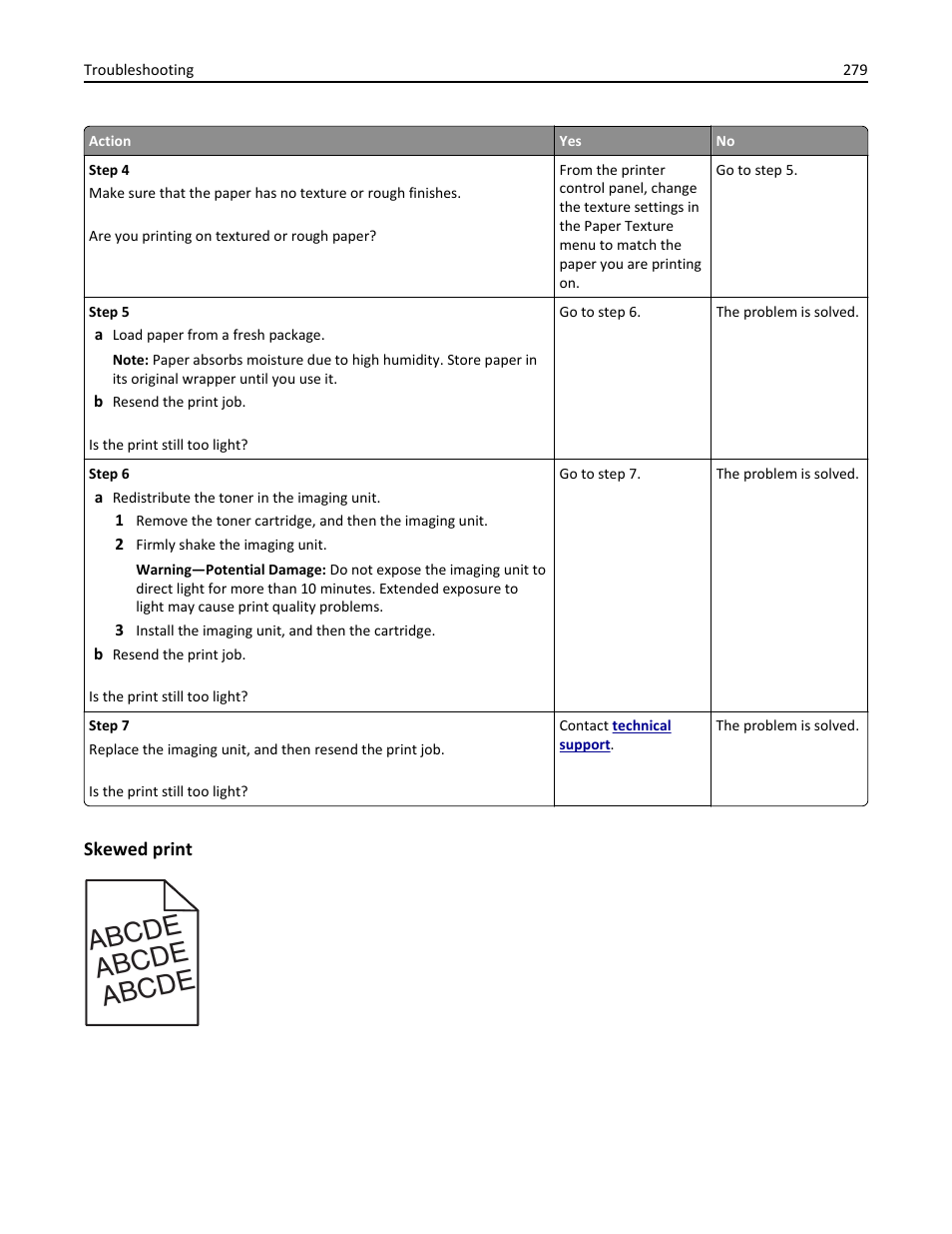 Skewed print, Abcde | Dell B3465dn Mono Laser Multifunction Printer User Manual | Page 279 / 315