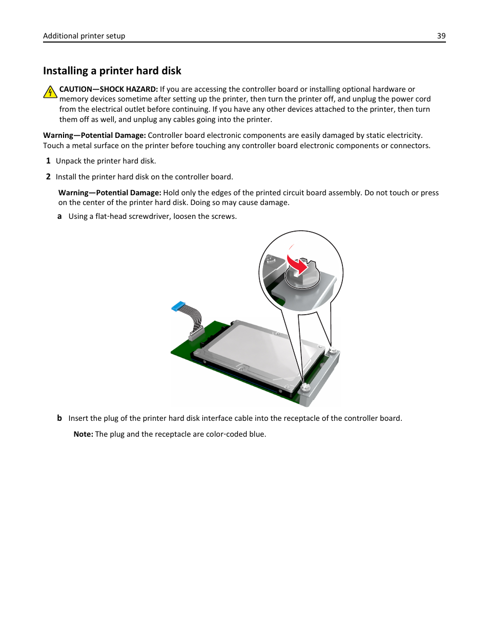 Installing a printer hard disk | Dell B3465dn Mono Laser Multifunction Printer User Manual | Page 39 / 315