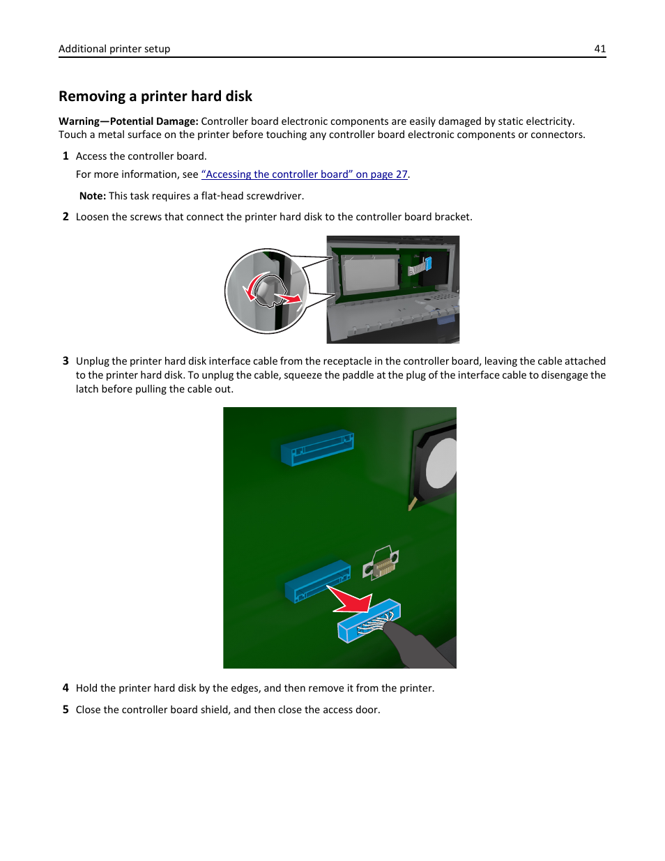 Removing a printer hard disk | Dell B3465dn Mono Laser Multifunction Printer User Manual | Page 41 / 315