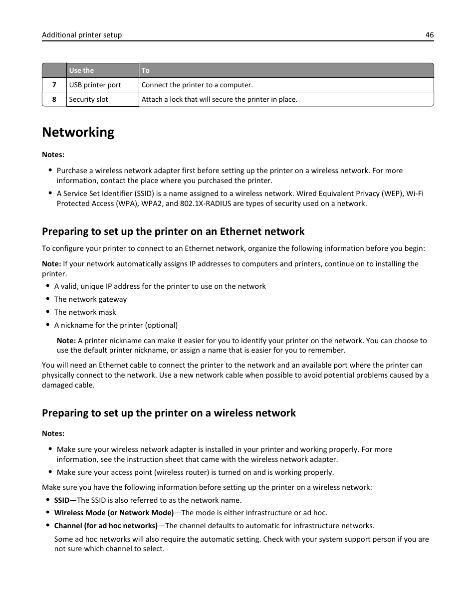Networking | Dell B3465dn Mono Laser Multifunction Printer User Manual | Page 46 / 315