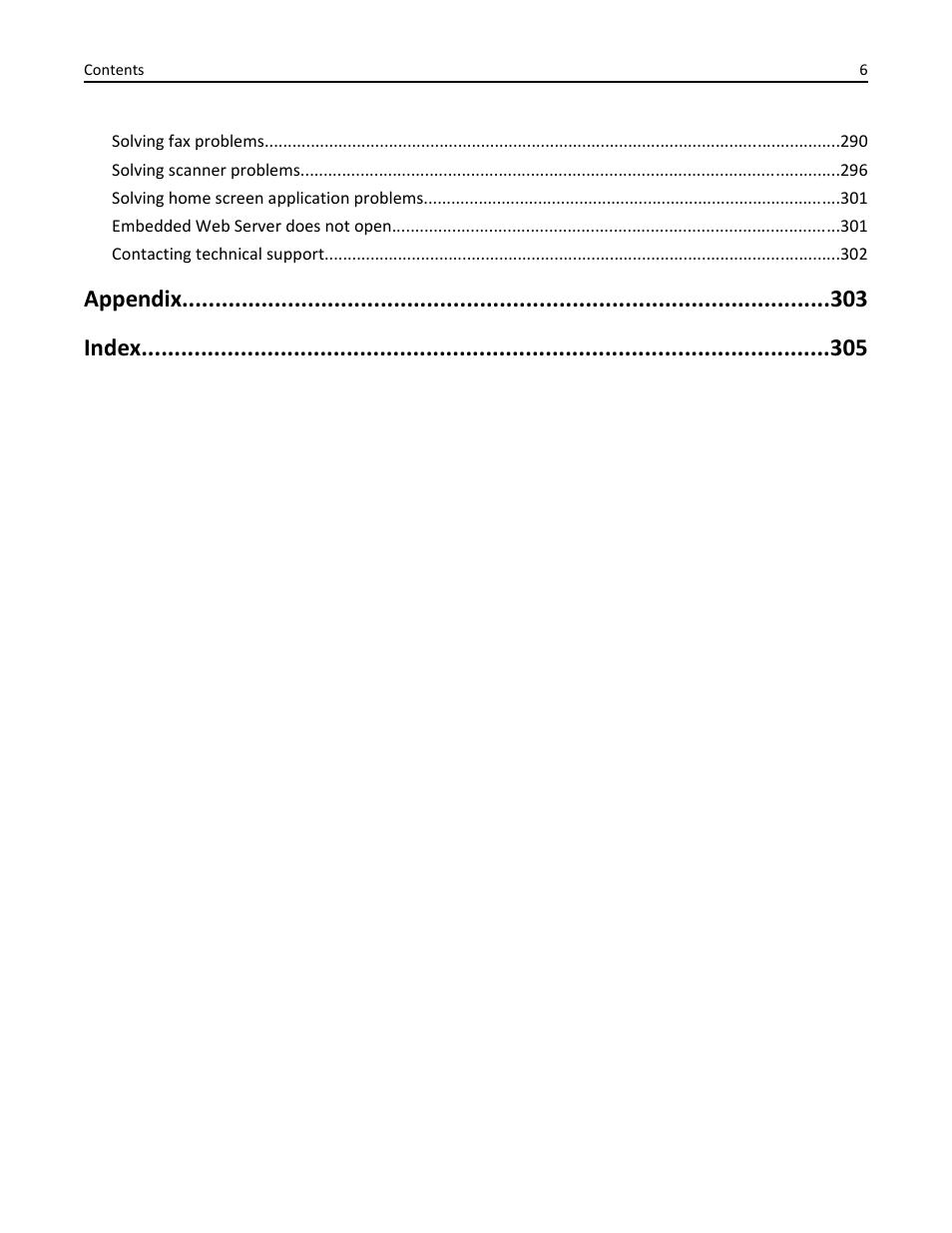 Appendix index | Dell B3465dn Mono Laser Multifunction Printer User Manual | Page 6 / 315