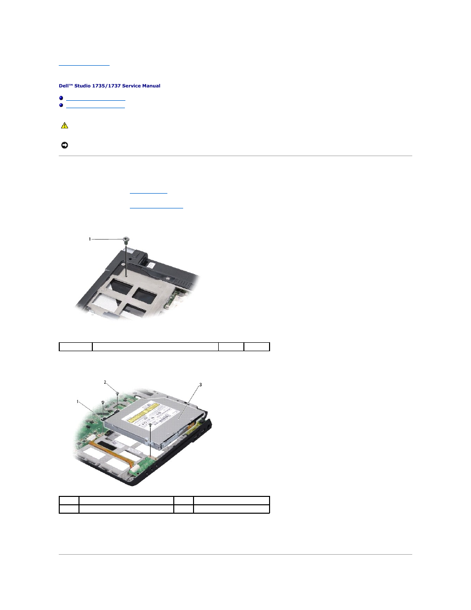 Optical drive, Removing the optical drive | Dell Studio 1737 (Late  2008) User Manual | Page 39 / 47