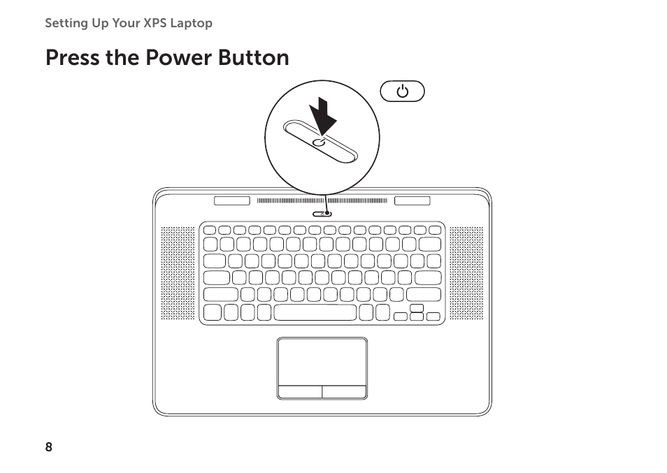 Press the power button | Dell XPS 15Z (L511Z, Mid 2011) User Manual | Page 10 / 94