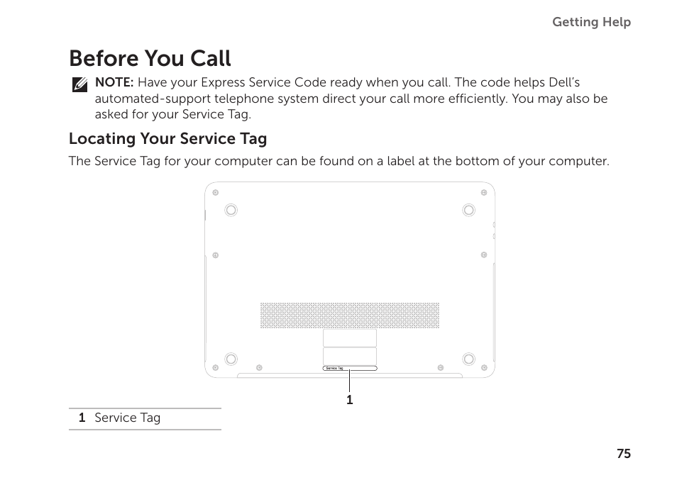 Before you call | Dell XPS 15Z (L511Z, Mid 2011) User Manual | Page 77 / 94