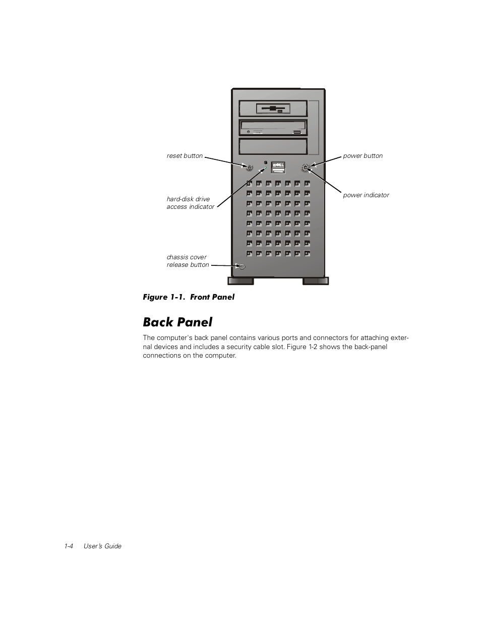 Back panel | Dell PowerEdge 1400SC User Manual | Page 24 / 116