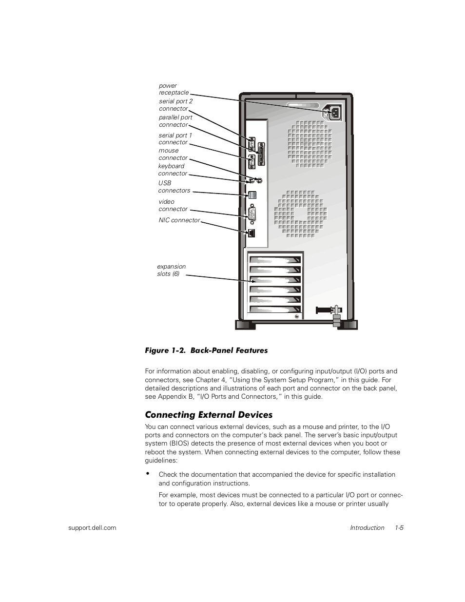 Connecting external devices | Dell PowerEdge 1400SC User Manual | Page 25 / 116
