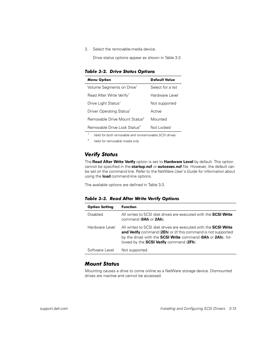 Verify status, Mount status | Dell PowerEdge 1400SC User Manual | Page 47 / 116