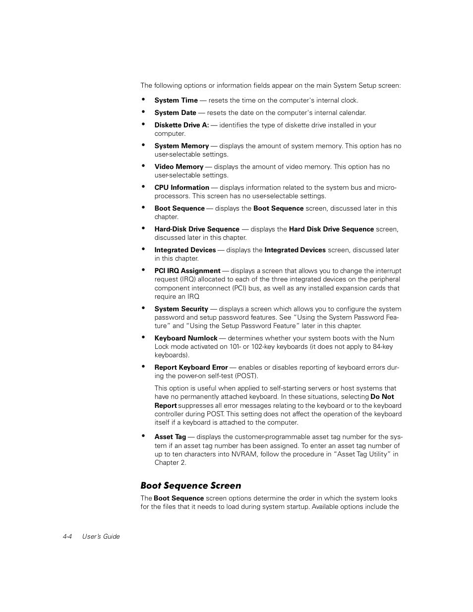 Boot sequence screen | Dell PowerEdge 1400SC User Manual | Page 54 / 116