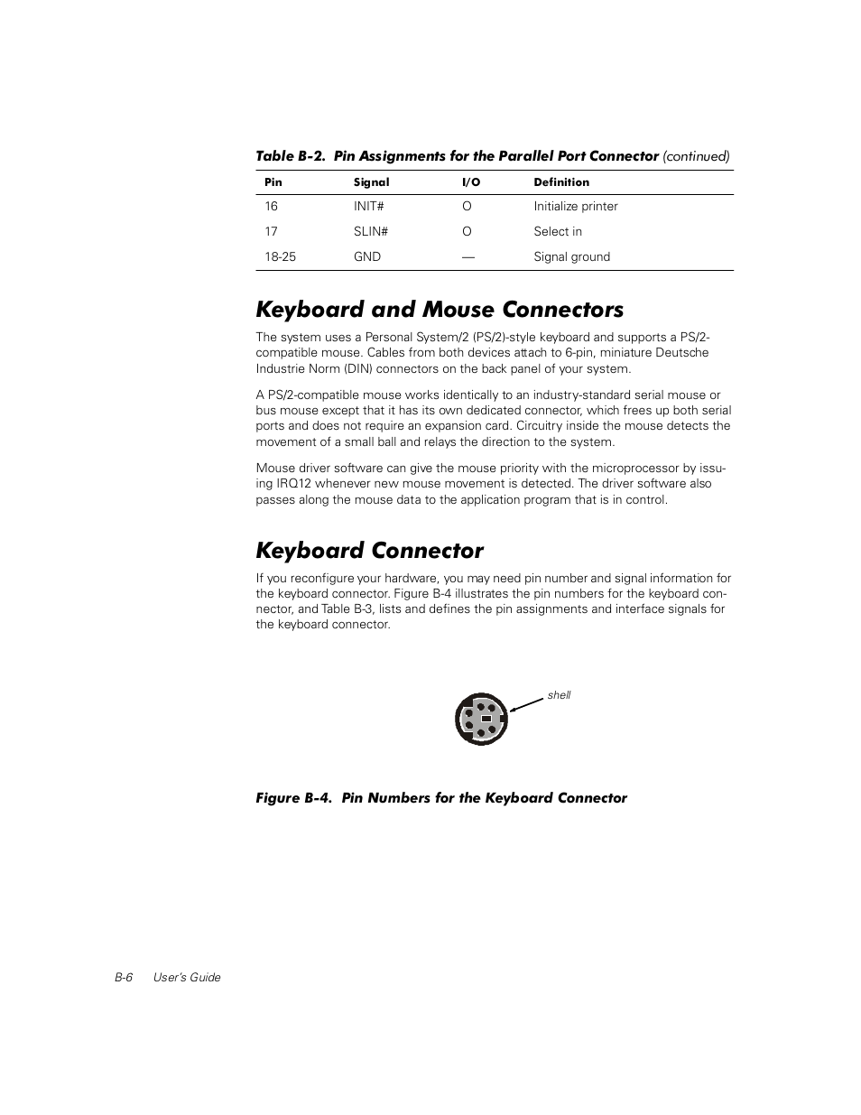 Keyboard and mouse connectors, Keyboard connector | Dell PowerEdge 1400SC User Manual | Page 72 / 116