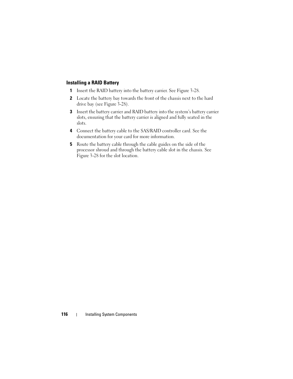 Installing a raid battery | Dell PowerEdge T605 User Manual | Page 116 / 230