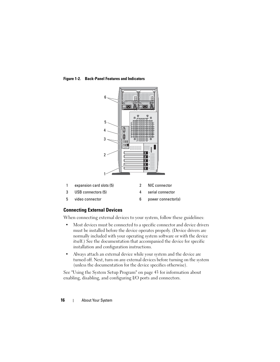 Connecting external devices | Dell PowerEdge T605 User Manual | Page 16 / 230