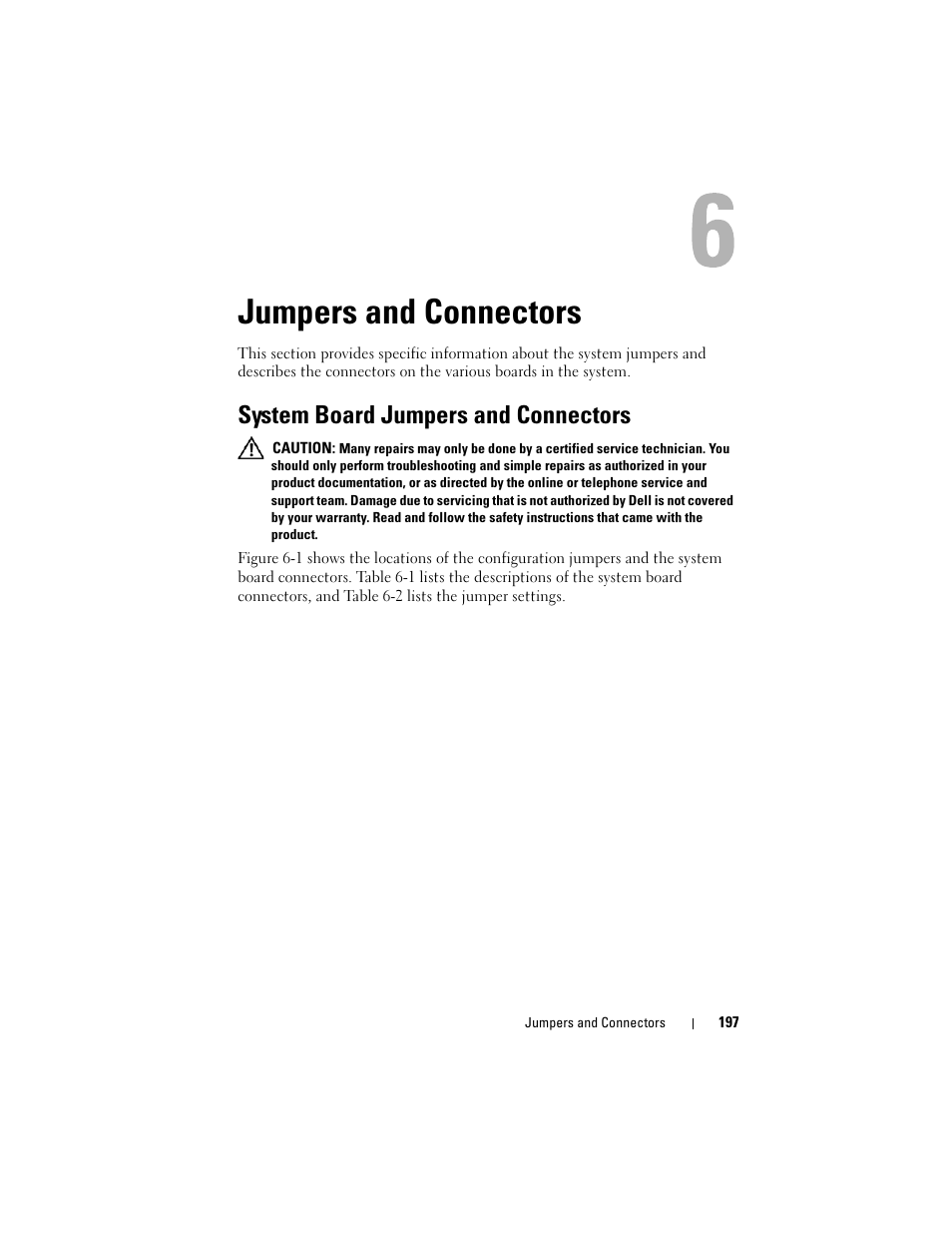 Jumpers and connectors, System board jumpers and connectors | Dell PowerEdge T605 User Manual | Page 197 / 230